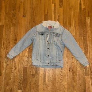 Light Blue Denim Jacket with White Collar